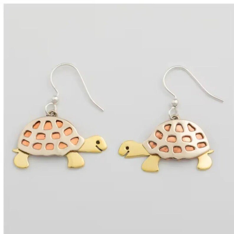Rustic Turtle Hook Earrings - - LadybugfeetDesigns -