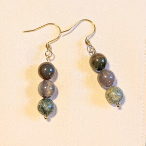 Tourmaline Beaded Hook Earrings, Gold - - LadybugfeetDesigns -