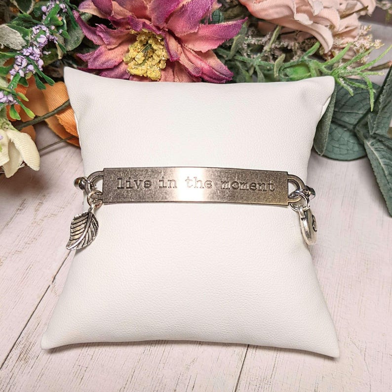 Live in the Moment, Inspirational Quote Twisted rope bolo Bracelet - - LadybugfeetDesigns -