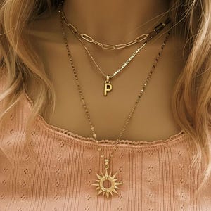 Paperclip Initial Layered Necklace Set. Gold - - LadybugfeetDesigns -