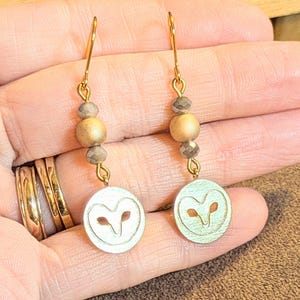 Owl Beaded Hook Earrings, Gold - - LadybugfeetDesigns -