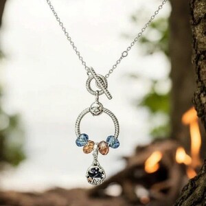 Sleeping Under the Stars Sterling Silver Toggle Charm Necklace, 20 inches - - LadybugfeetDesigns -