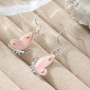 Rustic Butterfly Hook Earrings, Silver - - LadybugfeetDesigns -