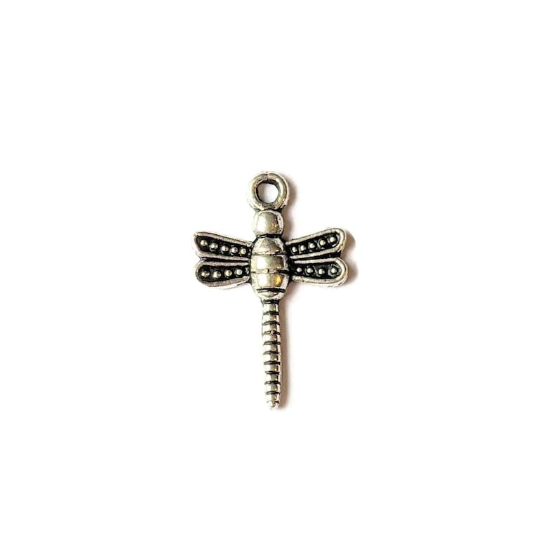 Silver Dragonfly Charm - - LadybugfeetDesigns -