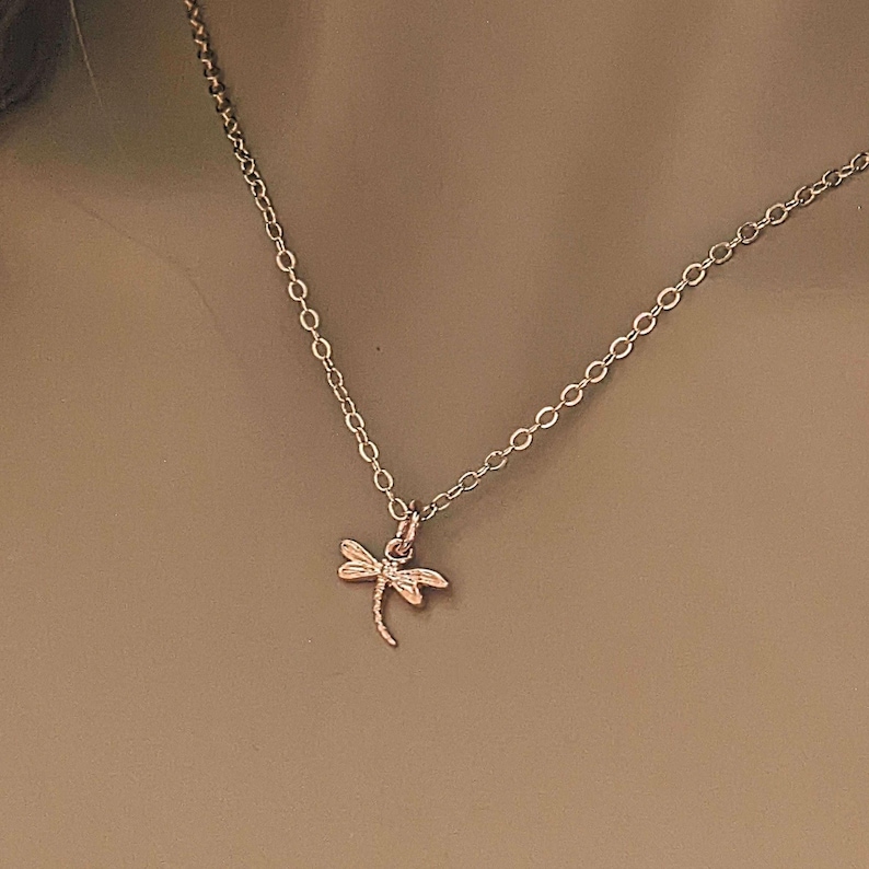 Dragonfly Rose Gold necklace/earrings set, 18 inch - - LadybugfeetDesigns -