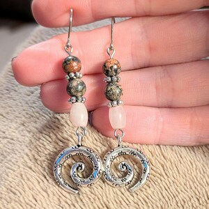 Opal, Jasper Swirl Earrings - - LadybugfeetDesigns -