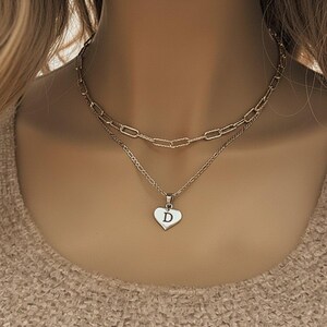 Two-Tone Paperclip & Initial Necklace Set - - LadybugfeetDesigns -