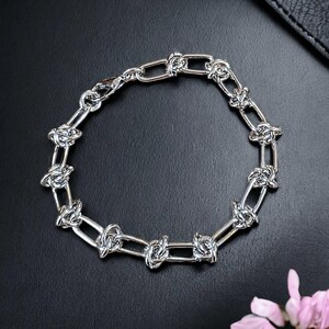 Silver Paperclip Barbed Wire Bracelet, Unisex - - LadybugfeetDesigns -
