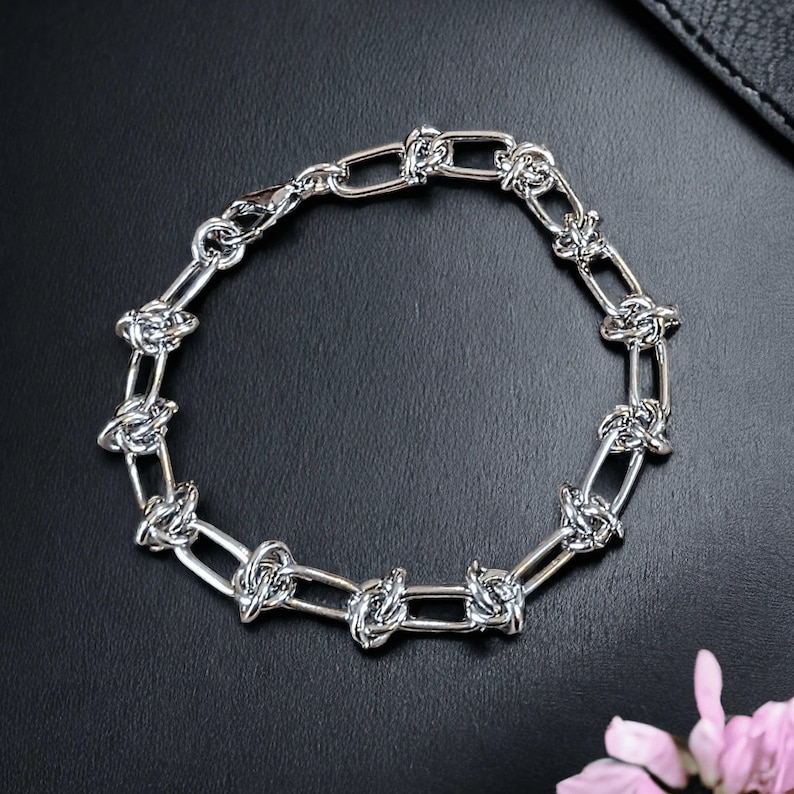 Silver Paperclip Barbed Wire Bracelet, Unisex - - LadybugfeetDesigns -