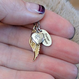 Forever in my Heart Memory necklace, Silver - 20 inch - - LadybugfeetDesigns -