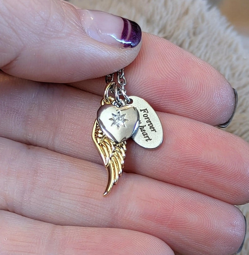 Forever in my Heart Memory necklace, Silver - 20 inch - - LadybugfeetDesigns -