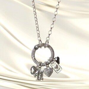 1 Mom Silver CZ Snap Ring Necklace, .925 Sterling Silver - 20 inch - - LadybugfeetDesigns -