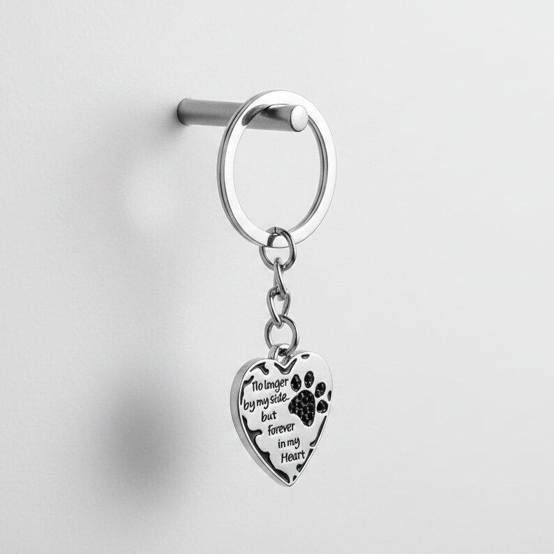 Pet Bereavement Heart Key Chain, Key Holder - - LadybugfeetDesigns -