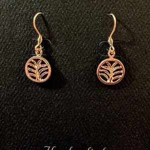 Palm Leaf Rose Gold dangle earrings - - LadybugfeetDesigns -