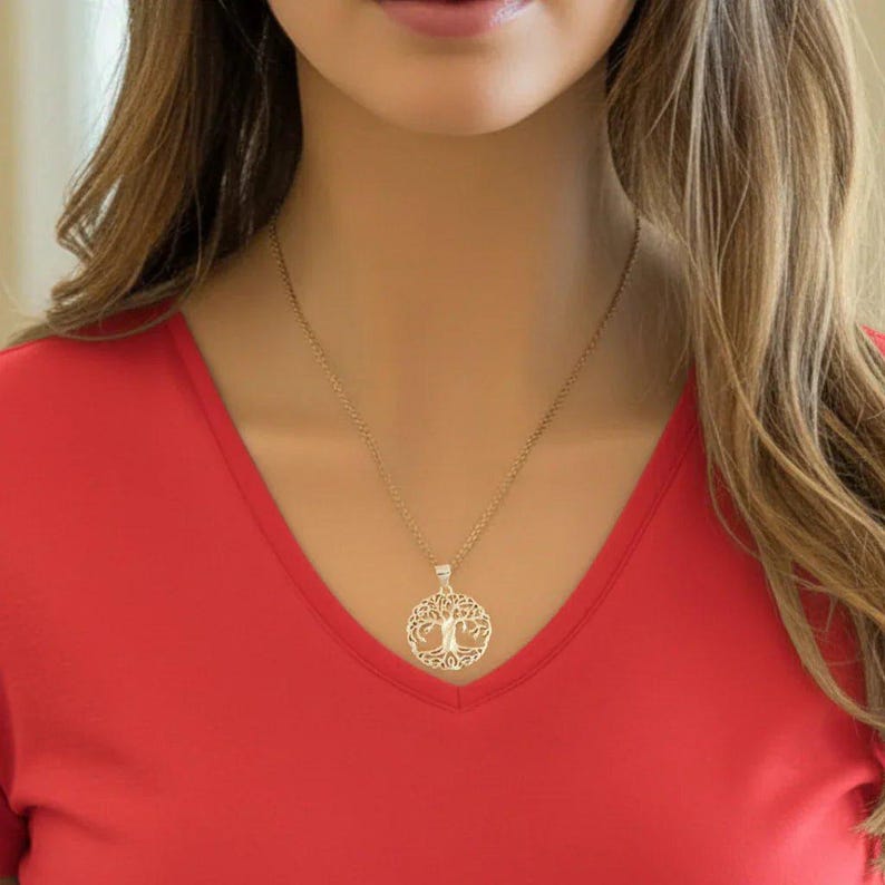 Tree of Life necklace, Gold- 20 inch - - LadybugfeetDesigns -