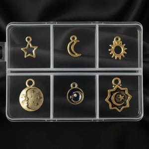 Celestial Mini Charm Box - 6 pc., Gold - - LadybugfeetDesigns -