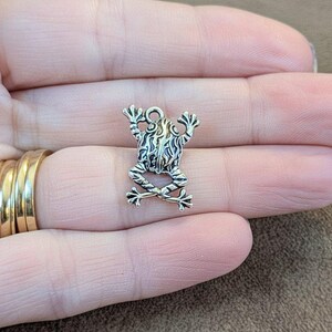Fancy Rustic Frog Necklace, 20 inches - Silver - - LadybugfeetDesigns -