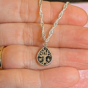 Tree of Life Drop Necklace, Silver - 20 inch - - LadybugfeetDesigns -