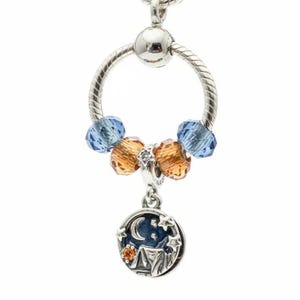 Sleeping Under the Stars Sterling Silver Toggle Charm Necklace, 20 inches - - LadybugfeetDesigns -