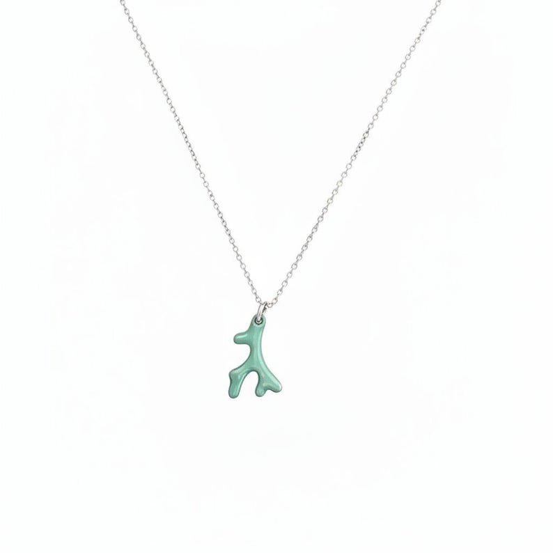 Aqua Blue Coral necklace, Silver - 18- 24 inch - - LadybugfeetDesigns -