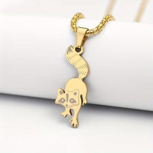 Racoon Necklace, 24 inches - Silver or Gold - - LadybugfeetDesigns -