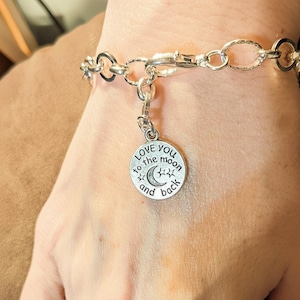 Love You to the Moon Chain Bracelet - - LadybugfeetDesigns -