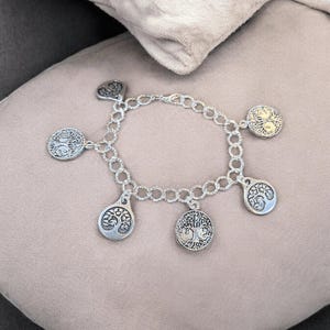 Silver Tree of Life Charm Bracelet - - LadybugfeetDesigns -