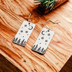 Starry Night in the Pines Dangle Earrings - - LadybugfeetDesigns -