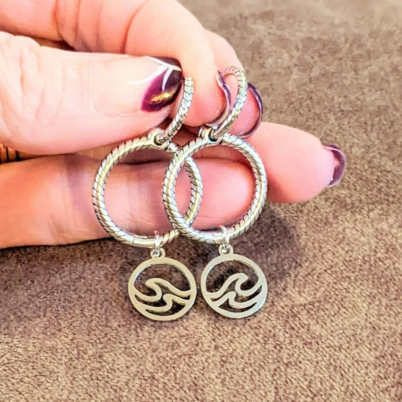 Sterling Double Hoop Sterling Wave Earrings, 3 in 1 Hoops - - LadybugfeetDesigns -