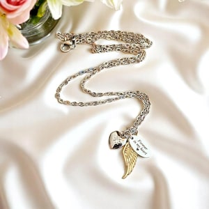 Forever in my Heart Memory necklace, Silver - 20 inch - - LadybugfeetDesigns -