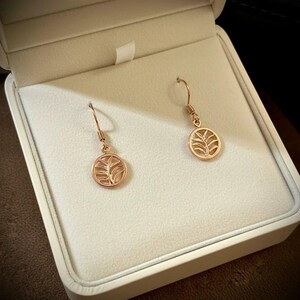 Palm Leaf Rose Gold dangle earrings - - LadybugfeetDesigns -