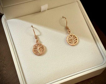 Palm Leaf Rose Gold dangle earrings