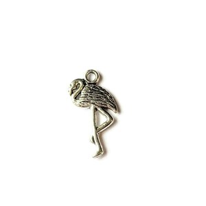 Silver Flamingo Charm II - - LadybugfeetDesigns -