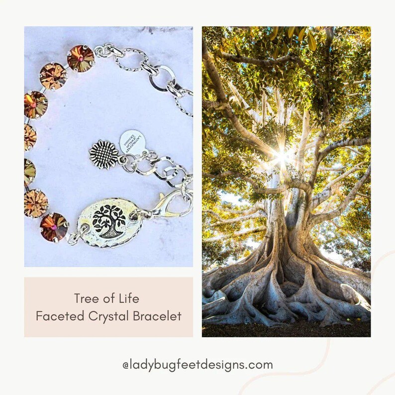 Tree of Life Faceted Crystal Bracelet - - LadybugfeetDesigns -