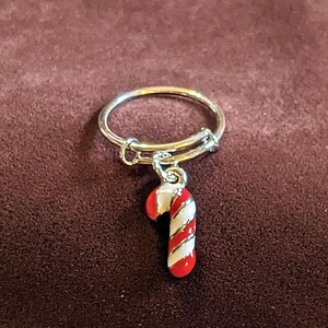 Candy Cane Expandable Charm Ring - - LadybugfeetDesigns -