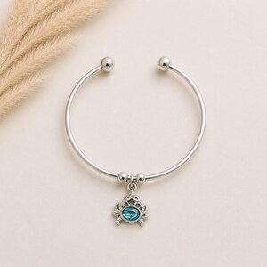 Sparkly Crab Euro Bangle Cuff, Silver - - LadybugfeetDesigns -