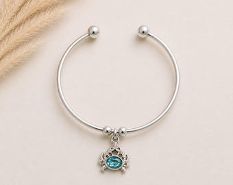 Sparkly Crab Euro Bangle Cuff, Silver