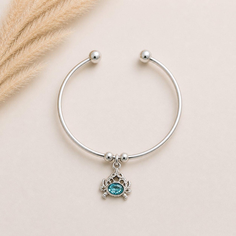Sparkly Crab Euro Bangle Cuff, Silver - - LadybugfeetDesigns -