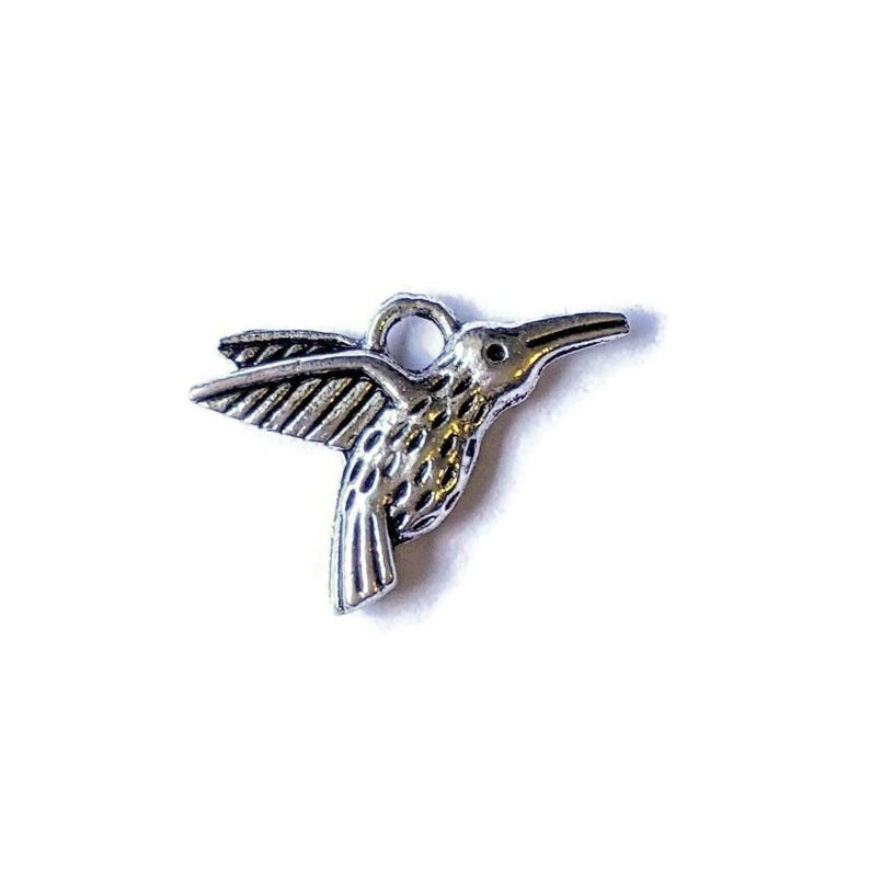 Silver 3D Hummingbird Charm - - LadybugfeetDesigns -