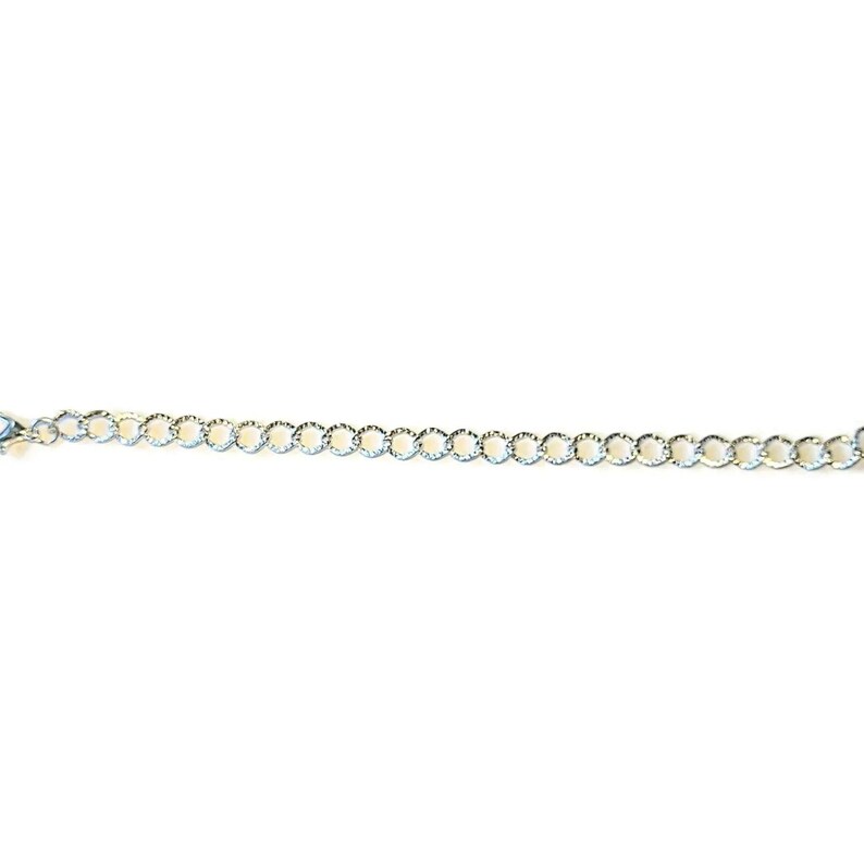 Bright Silver Textured Oval Link Charm Bracelet Base - D.i.y. - Build Your Charm Bracelet! - - LadybugfeetDesigns -