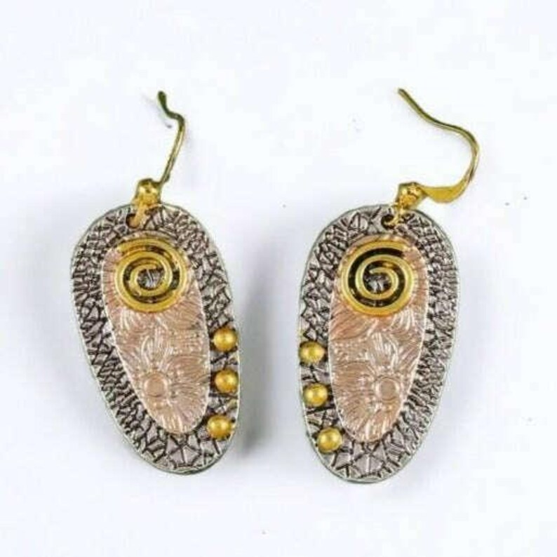 Swirl Rivot Art Deco Dangle Earrings - - LadybugfeetDesigns -