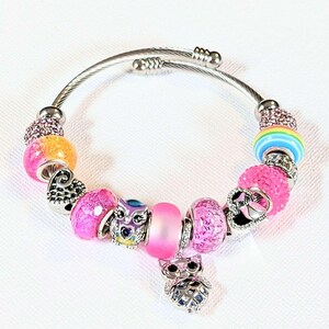 Pretty Owl Euro Cuff Wrap Bracelet, Silver - - LadybugfeetDesigns -