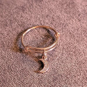 CZ Rose Gold Crescent Moon Ring 5-7 - - LadybugfeetDesigns -