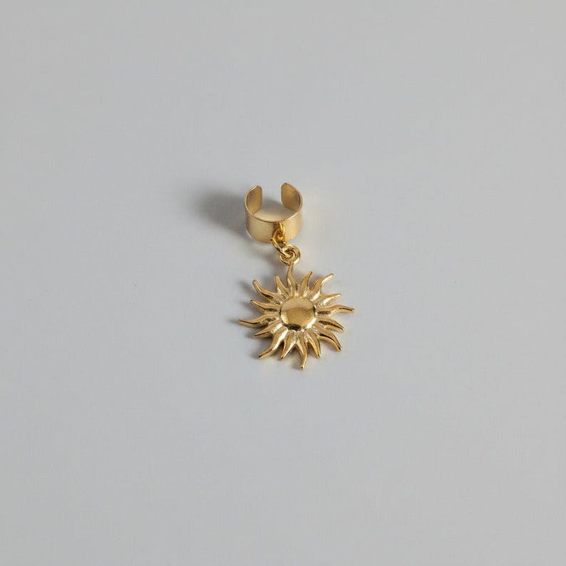 Celestial Sun Ear Cuff, Gold - - LadybugfeetDesigns -