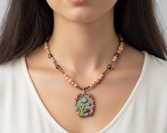 Magical Fairy/Gnome/Hobbit Door Beaded Necklace / Earring Set, 22 inch