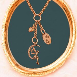 Fairy Moon Copper Charm Keeper Necklace, 18-24 inch - - LadybugfeetDesigns -