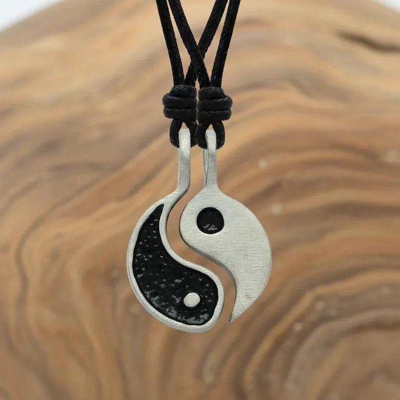 Adjustable YIN and YANG Double Necklace Set - - LadybugfeetDesigns -