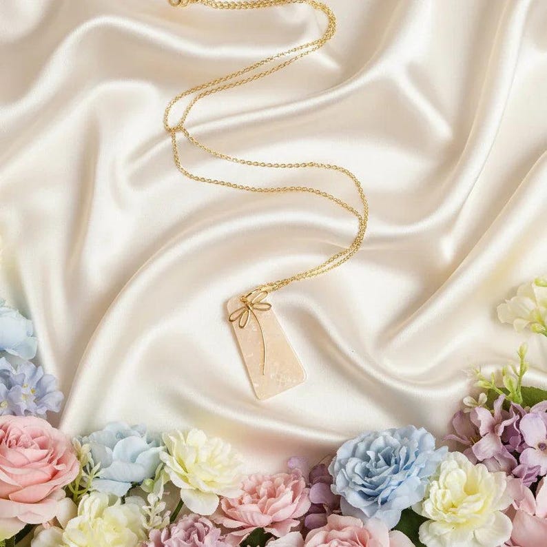 Dragonfly Tag necklace, Gold - 30 inch - - LadybugfeetDesigns -