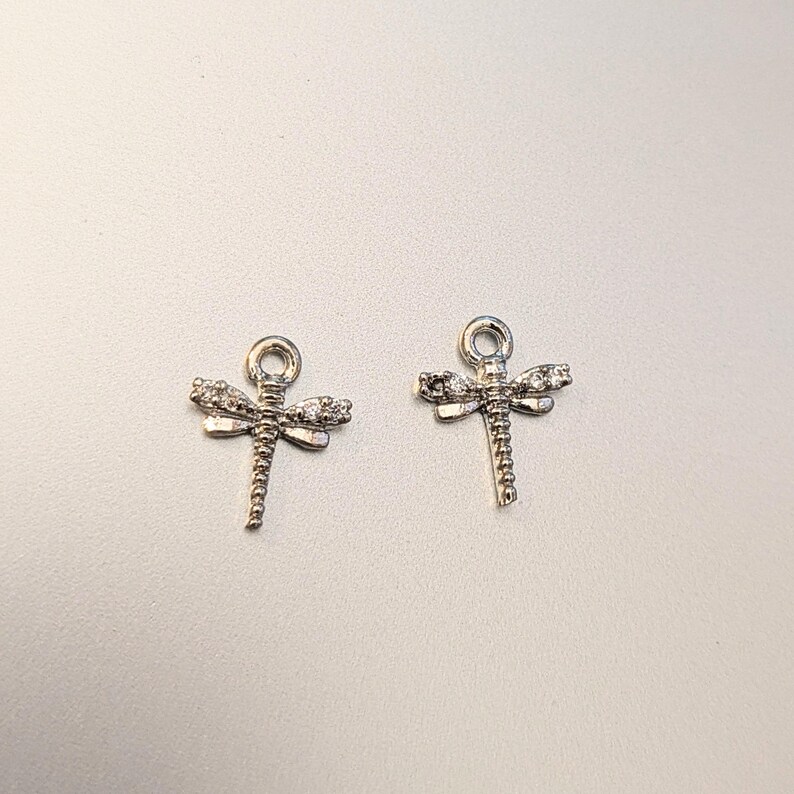 Tiny Dragonfly Mini Hoop Huggie Earrings, Silver- 12mm - - LadybugfeetDesigns -