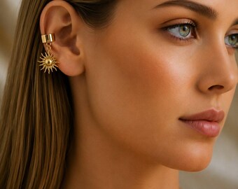 Celestial Sun Ear Cuff, Gold